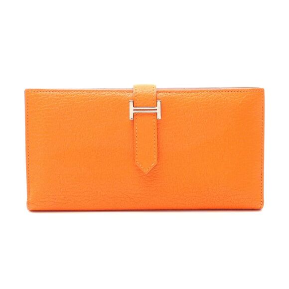 Hermes Bearn Souffle Orange Bifold Wallet - Picture 1 of 10